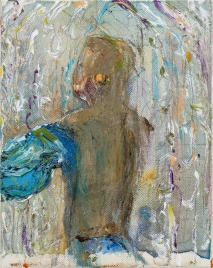 林奕維Lin, Yi-Wei，更衣間 Locker Room，壓克力顏料,畫布 Acrylic on the canvas，17.5 x 14cm，2018